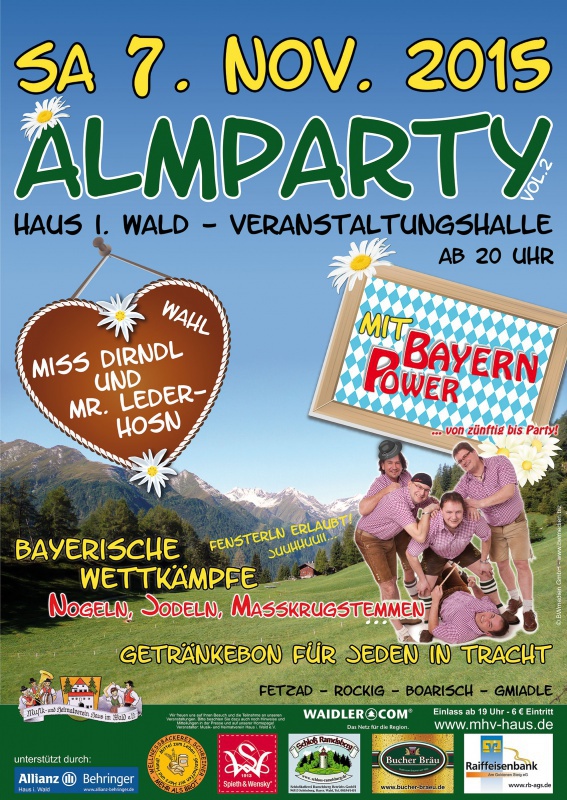 Flyer/Grafik zum Event: Almparty am Sa., 07.11.2015 ab 19:00 Uhr