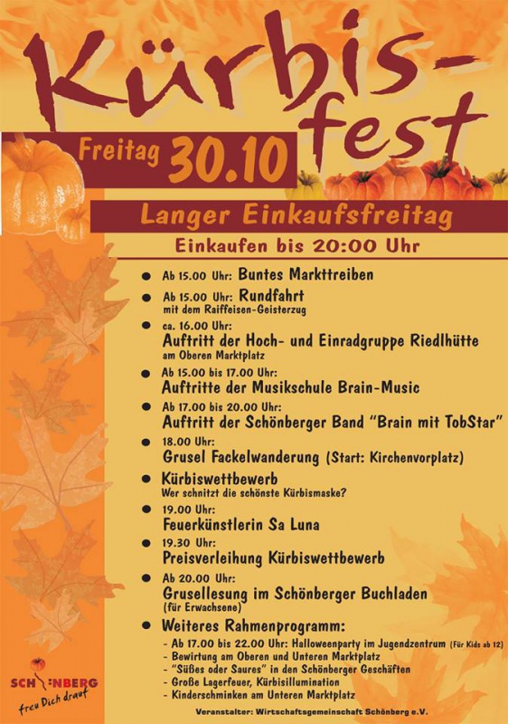 Flyer/Grafik zum Event: Kürbisfest am Fr., 30.10.2015