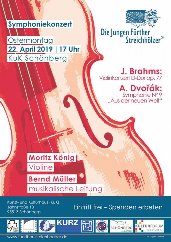 Flyer/Grafik zum Event: Symphoniekonzert mit den Jungen Fürther Streichhölzer am Mo., 22.04.2019 ab 17:00 Uhr