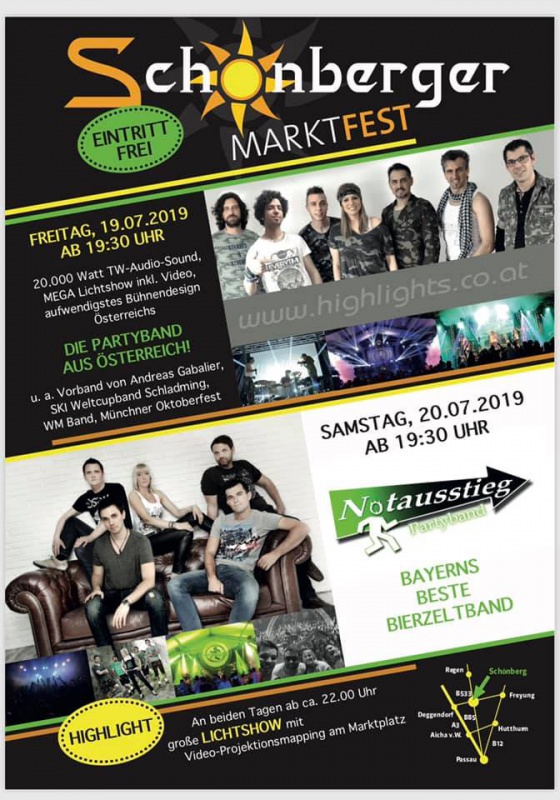 Flyer/Grafik zum Event: Schönberger Marktfest 2019 am Fr., 19.07.2019 - Sa., 20.07.2019 von 19:30 bis 02:00 Uhr