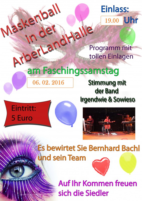 Flyer/Grafik zum Event: Faschingsball am Sa., 06.02.2016 von 20:00 bis 01:00 Uhr