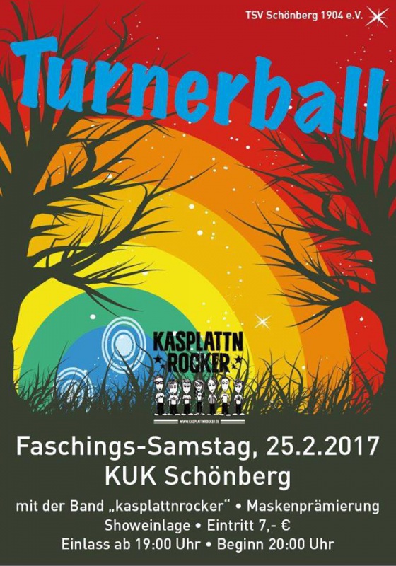 Flyer/Grafik zum Event: Turnerball des TSV Schönberg am Sa., 25.02.2017 ab 19:00 Uhr