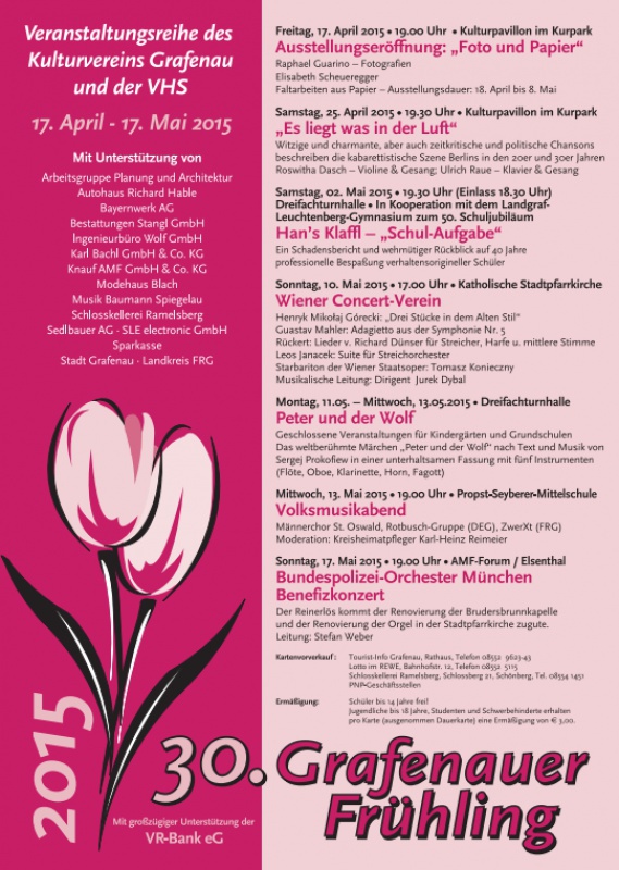 Flyer/Grafik zum Event: 30. Grafenauer Frühling am Fr., 17.04.2015 - So., 17.05.2015