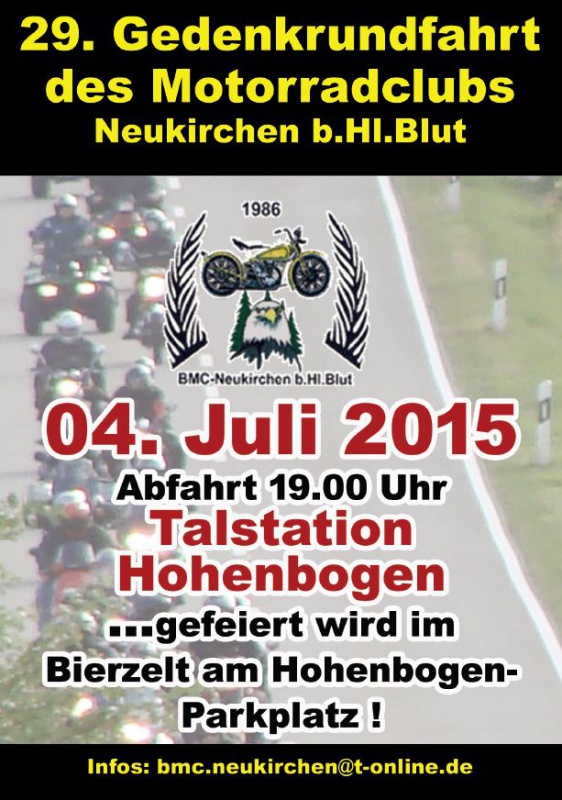 Flyer/Grafik zum Event: 29. BMC Motorradgedenksternfahrt am Sa., 04.07.2015 ab 19:00 Uhr