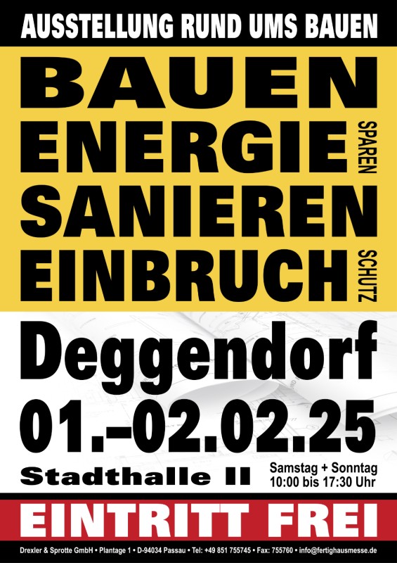 Flyer/Grafik zum Event: 26. Fertighaus & Energie Deggendorf am Sa., 01.02.2025 - So., 02.02.2025 von 10:00 bis 17:30 Uhr