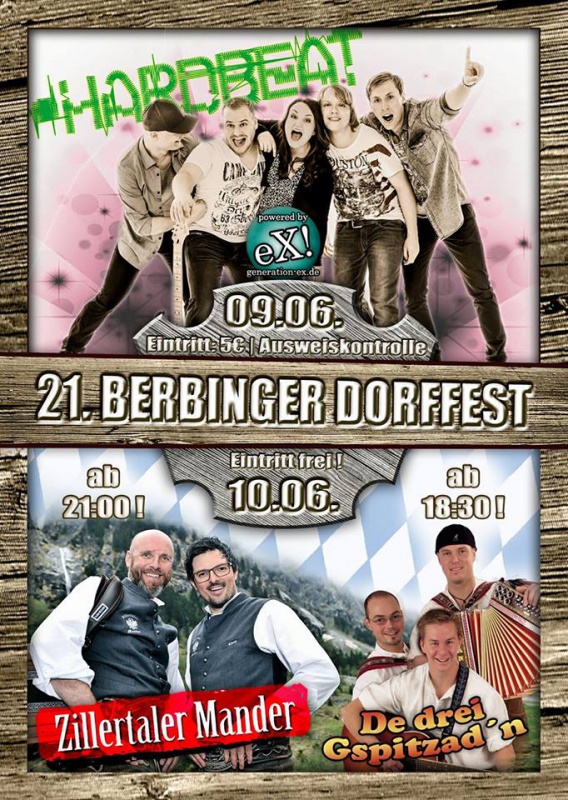 Flyer/Grafik zum Event: 21. Berbinger Dorffest am Fr., 09.06.2017 - Sa., 10.06.2017
