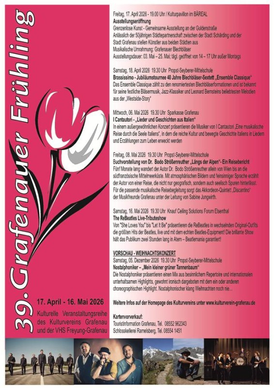 Flyer/Grafik zum Event: The ReBeatles: Live-Tributeshow Grafenauer Frühling 2026 am Sa., 16.05.2026 ab 19:30 Uhr