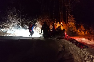 Rettung von Frauchen und Hunden im Tiefschnee durch die Bergwacht Grafenau