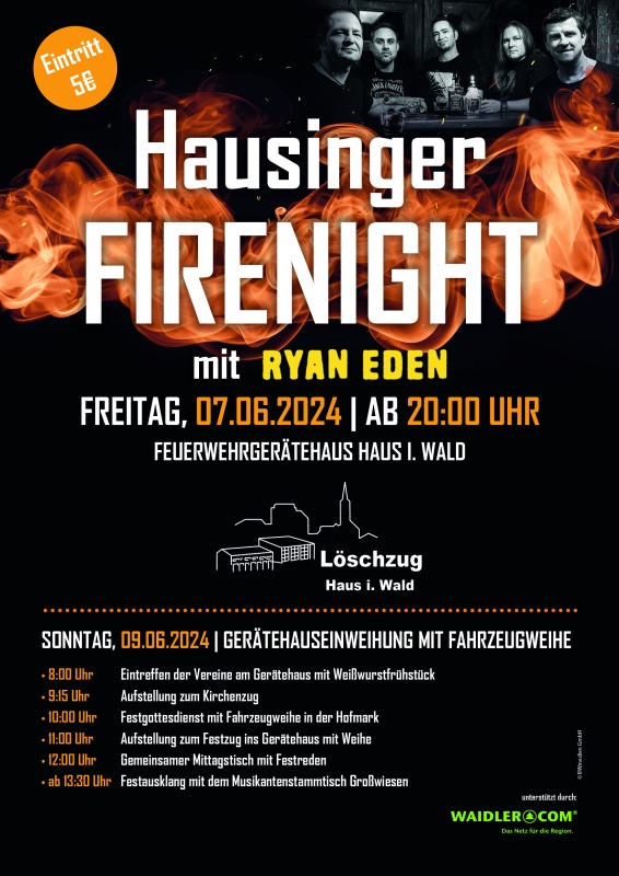 Flyer/Grafik zum Event: Hausinger Firenight am Fr., 07.06.2024 - So., 09.06.2024
