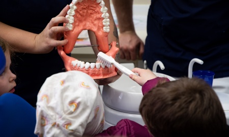 Mundhygiene von klein auf – Perlesreuter Kindergarten St. Anna besucht  Zahnarztpraxis