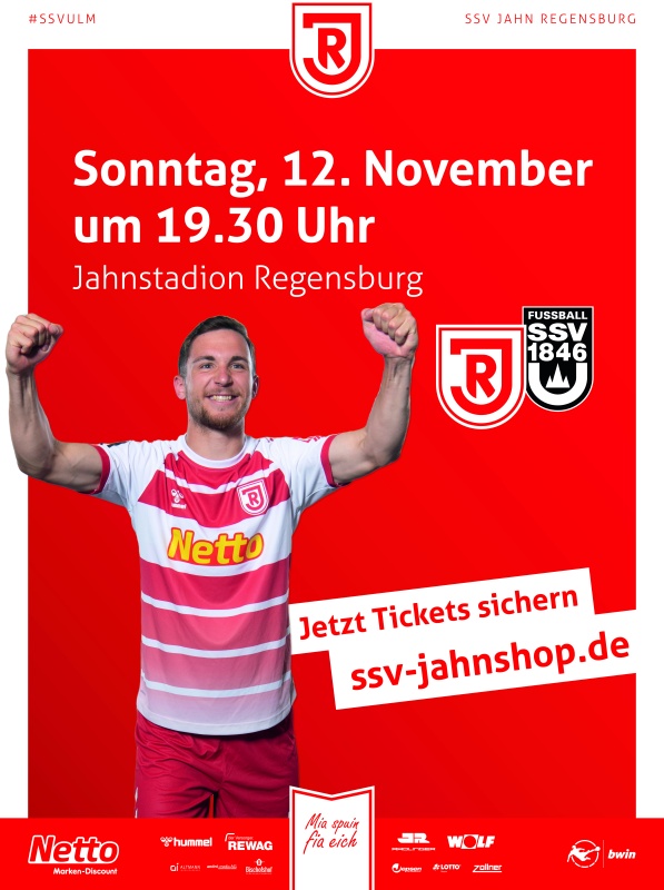 Flyer/Grafik zum Event: 15. Spieltag | SSV Jahn Regensburg : SSV Ulm 1846 Fussball am So., 12.11.2023 ab 19:30 Uhr