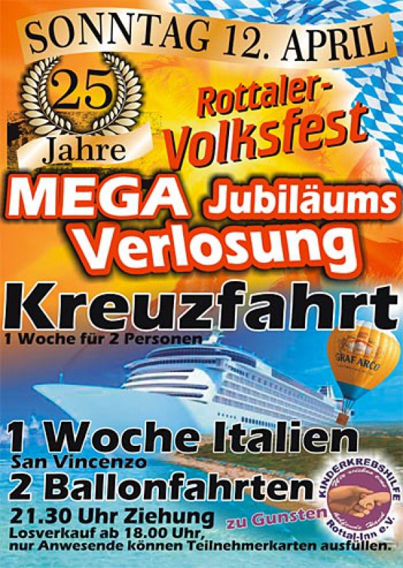 Flyer/Grafik zum Event: Rottaler Volksfest Pfarrkirchen am Di., 07.04.2015 - So., 12.04.2015