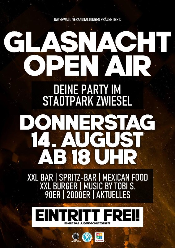 Flyer/Grafik zum Event: Zwieseler Glasnacht Open Air am Do., 14.08.2025 ab 18:00 Uhr