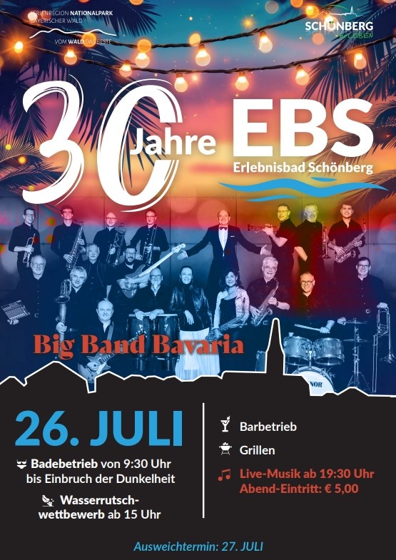 Flyer/Grafik zum Event: 30 Jahre EBS - Sommerfest in Schönberg am Fr., 26.07.2024 ab 15:00 Uhr