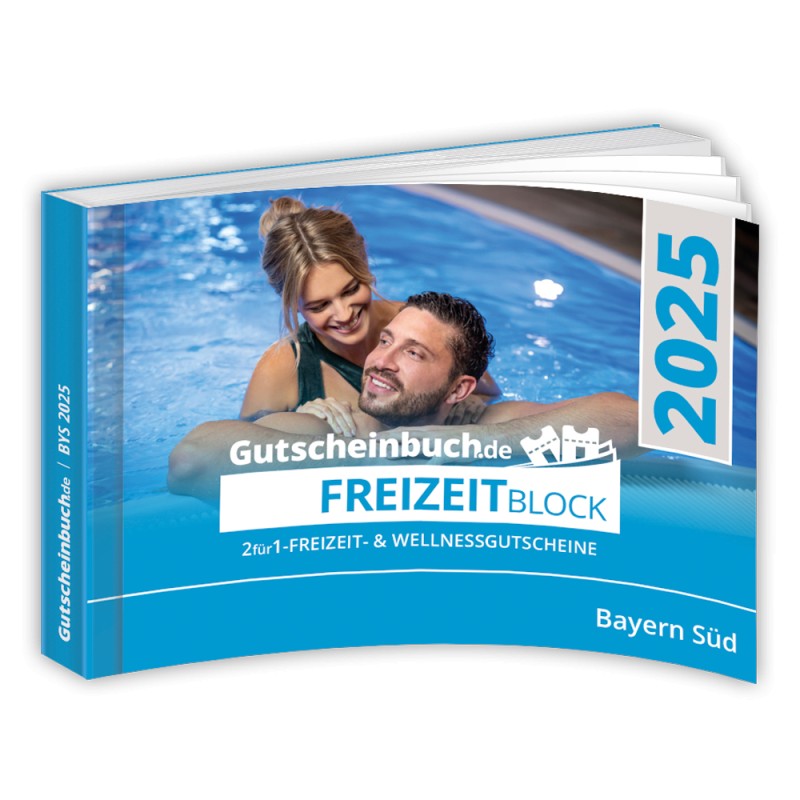 Das Cover des neuesten Freizeitblocks zieren Model Yvonne Schröder-Kister und Ex-Fußballprofi Tim Kister, die bereits seit mehreren Jahren aus Überzeugung zur Gutscheinbuch.de-Familie zählen bayern_sued-3d-frontansicht-2024-gutscheinbuch-ecke_x.png