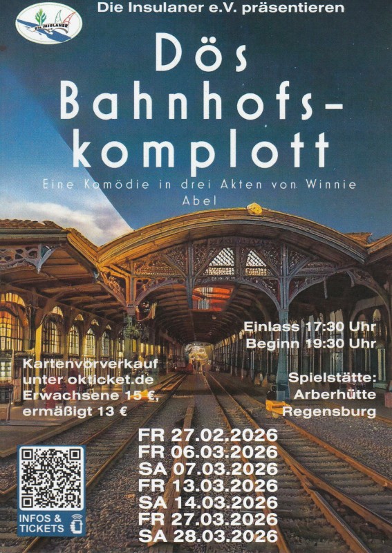 Flyer/Grafik zum Event: Dös Bahnhofs-komplott am Fr., 27.02.2026 - Sa., 28.03.2026