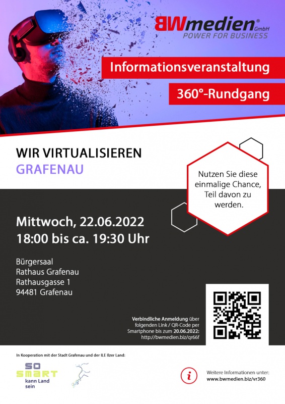 Plakat zur Informationsveranstaltung virtuelle Rundgänge – Grafenau.