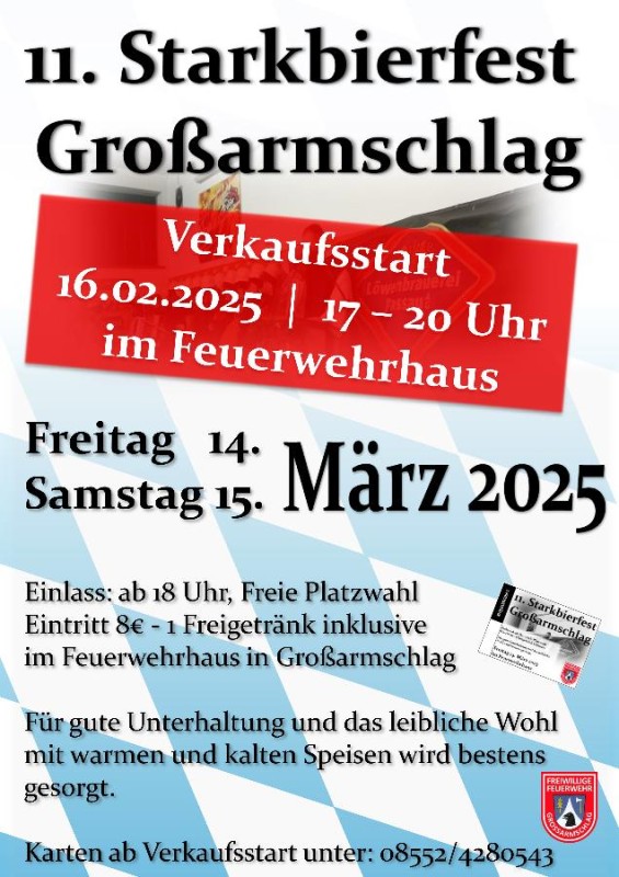 Flyer/Grafik zum Event: Starkbierfest Großarmschlag am Fr., 14.03.2025 - Sa., 15.03.2025