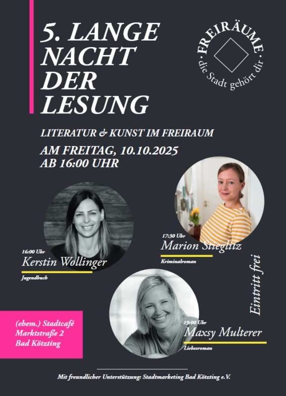 Flyer/Grafik zum Event: 5. Lange Nacht der Lesung am Fr., 10.10.2025 von 16:00 bis 20:00 Uhr