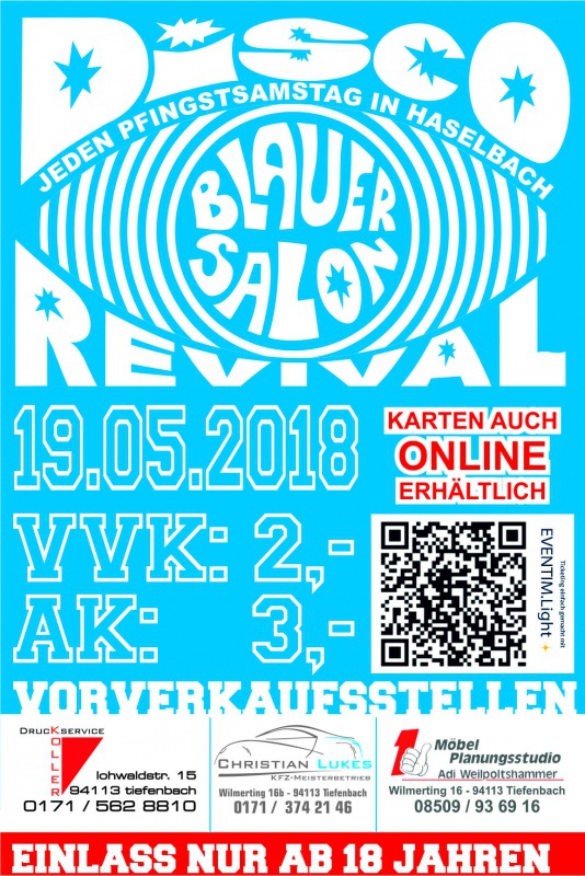 Flyer/Grafik zum Event: Blauer Salon Revival-Party 2018 am Sa., 19.05.2018 von 20:00 bis 02:00 Uhr