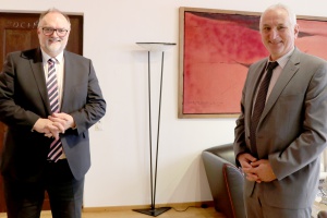 Antrittsbesuch: Universitätspräsident Prof. Dr. Ulrich Bartosch bei Oberbürgermeister Jürgen Dupper