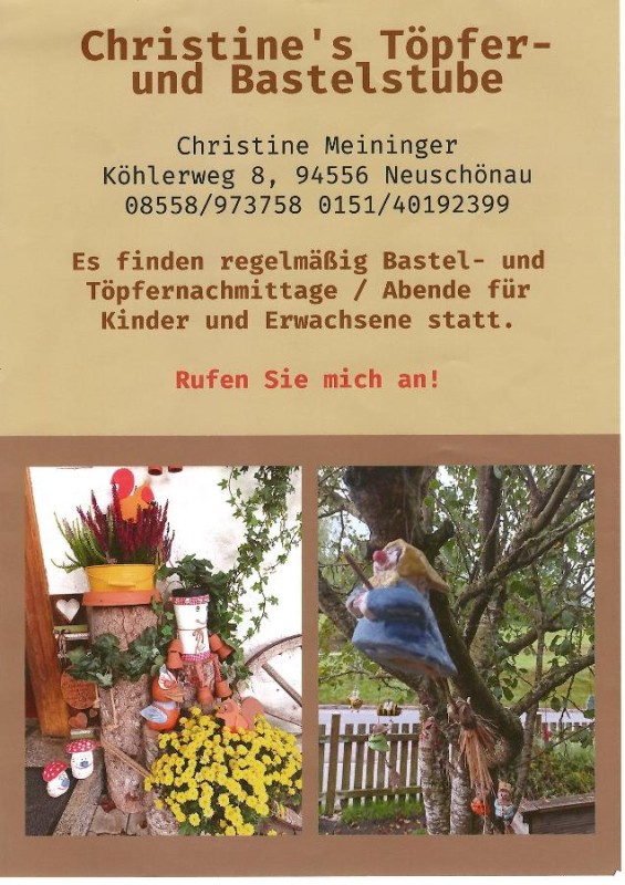 Flyer/Grafik zum Event: Töpfern für Groß und Klein am Mi., 09.04.2025 - Mi., 30.04.2025