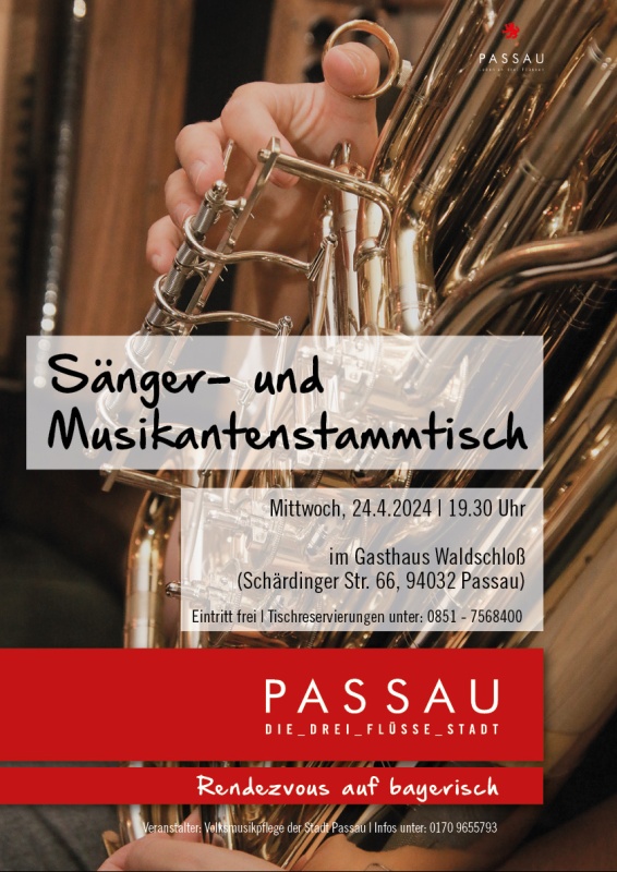Flyer/Grafik zum Event: Traditioneller 156. Sänger- und Musikantenstammtisch am Mi., 24.04.2024 ab 19:30 Uhr