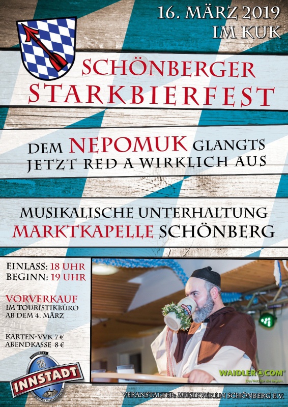 Flyer/Grafik zum Event: Starkbierfest Schönberg 2019 am Sa., 16.03.2019 von 18:00 bis 23:00 Uhr