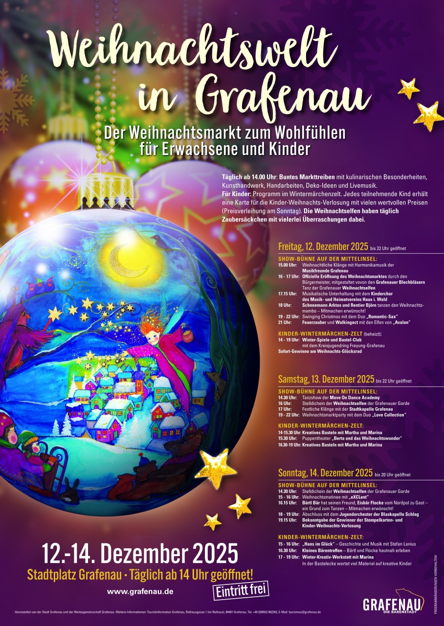 Flyer/Grafik zum Event: Grafenauer Weihnachtswelt 2025 am Fr., 12.12.2025 - So., 14.12.2025