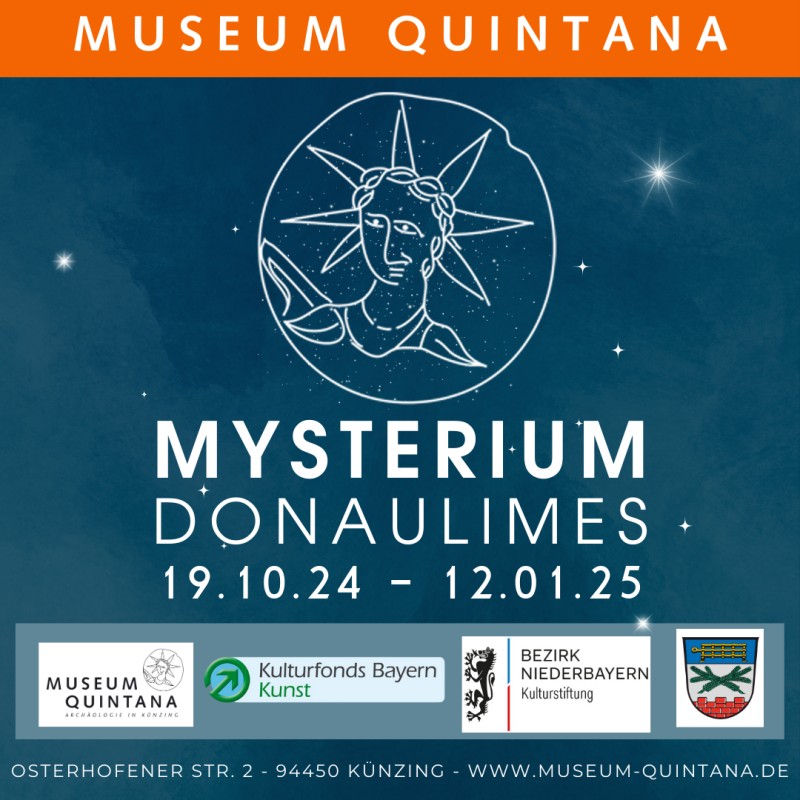 Flyer/Grafik zum Event: Museum Quintana in Künzing präsentiert Sonderausstellung „Mysterium Donaulimes – Römische Mysterienkulte am Rande des Imperiums in Bayern“ am Sa., 19.10.2024 - So., 12.01.2025