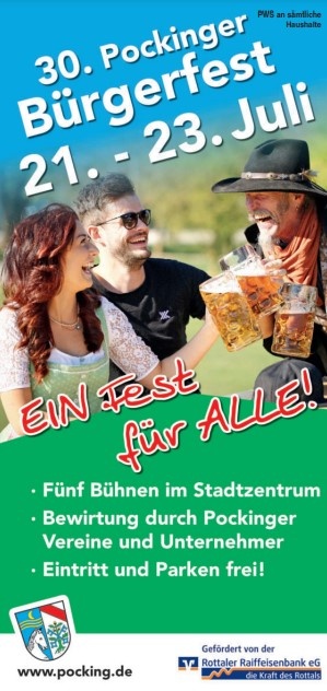 Flyer/Grafik zum Event: Bürgerfest Pocking am Fr., 21.07.2023 - So., 23.07.2023