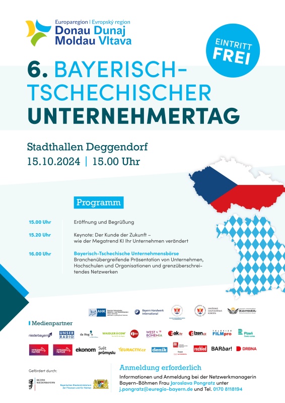 Flyer/Grafik zum Event: 6. Bayerisch-Tschechischer Unternehmertag am Di., 15.10.2024 ab 15:00 Uhr