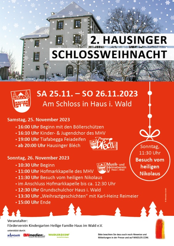 Flyer/Grafik zum Event: 2. Hausinger Schlossweihnacht am Sa., 25.11.2023