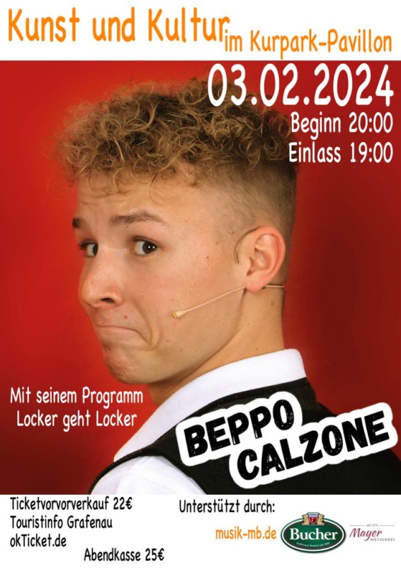 Flyer/Grafik zum Event: Beppo Calzone im Kulturpavillon am Sa., 03.02.2024 ab 20:00 Uhr