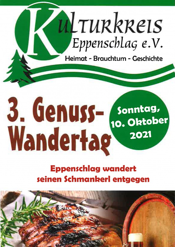 Flyer/Grafik zum Event: 3. Genuss-Wandertag Kulturkreis Eppenschlag e.V. am So., 10.10.2021
