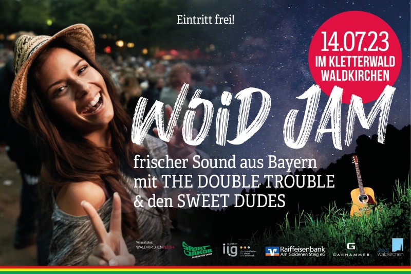Flyer/Grafik zum Event: WoidJam - Konzert im Kletterwald am Fr., 14.07.2023 ab 19:00 Uhr