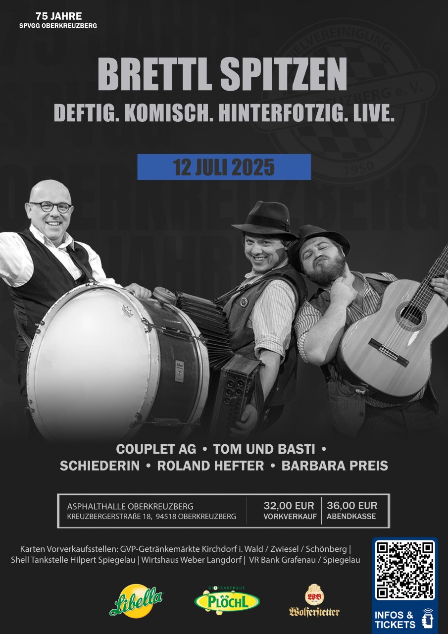 Flyer/Grafik zum Event: Brettl-Spitzen live in Oberkreuzberg am Sa., 12.07.2025 von 18:00 bis 22:00 Uhr
