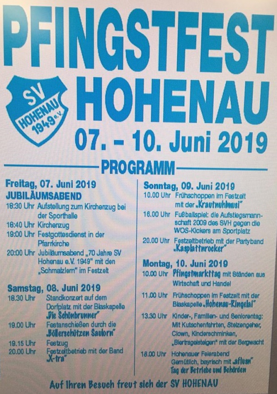 Flyer/Grafik zum Event: Pfingstfest Hohenau 2019 am Fr., 07.06.2019 - Mo., 10.06.2019