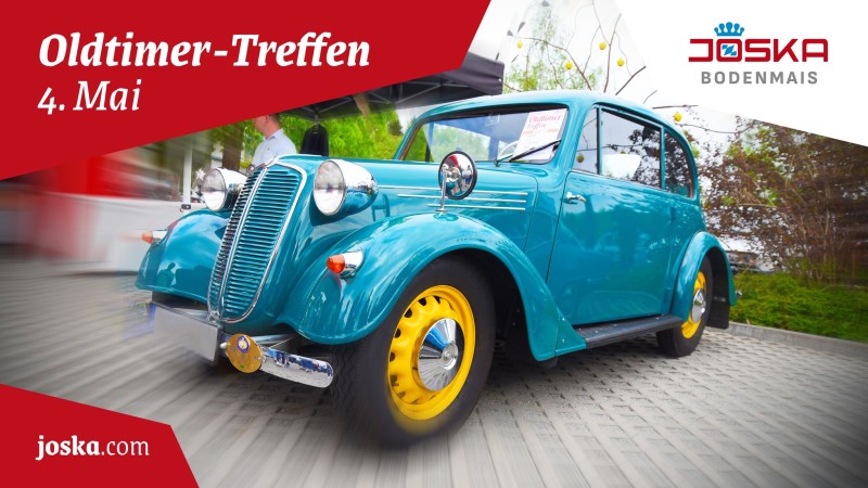Flyer/Grafik zum Event: Oldtimertreffen im JOSKA Glasparadies Bodenmais am 4. Mai 2025 am So., 04.05.2025