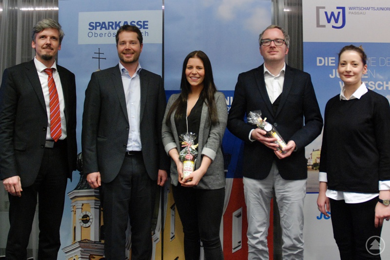 v.l.: Thomas Sagerer (Sparkasse Oberösterreich), Fabian Erbersdobler (Vorsitzender Wirtschaftsjunioren Passau), Linda Weichel (Google Deutschland), Tobias Weilandt (Google Deutschland) und Katharina Spatz (Organisatorin und Vorstandsmitglied WJ Passau)