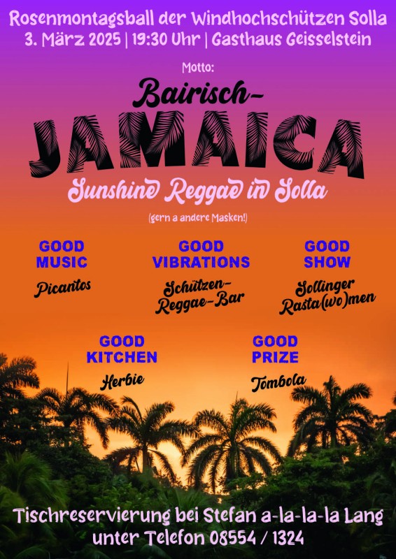 Flyer/Grafik zum Event: Rosenmontagsball Windhochschützen Solla am Mo., 03.03.2025 ab 19:30 Uhr