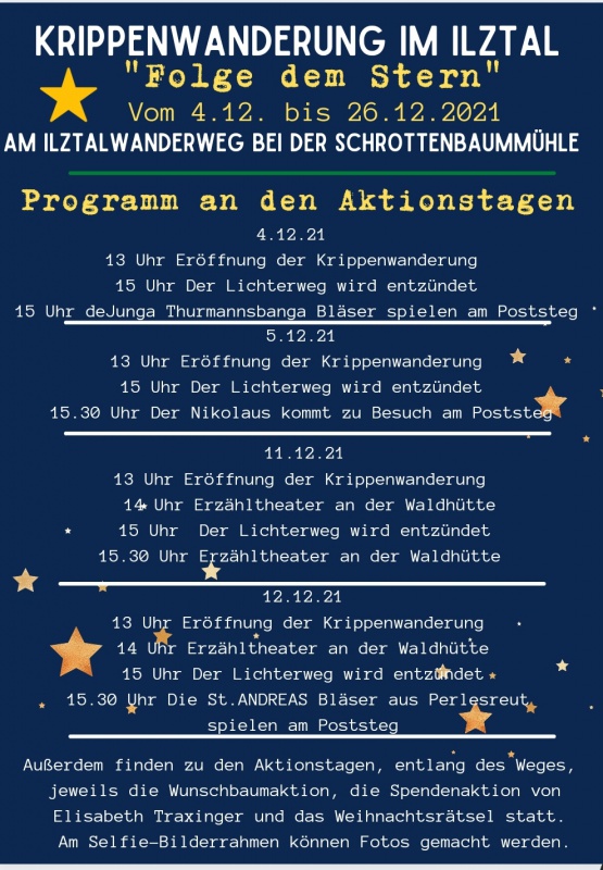 Flyer/Grafik zum Event: Krippenwanderung im Ilztal am Sa., 04.12.2021 - So., 26.12.2021