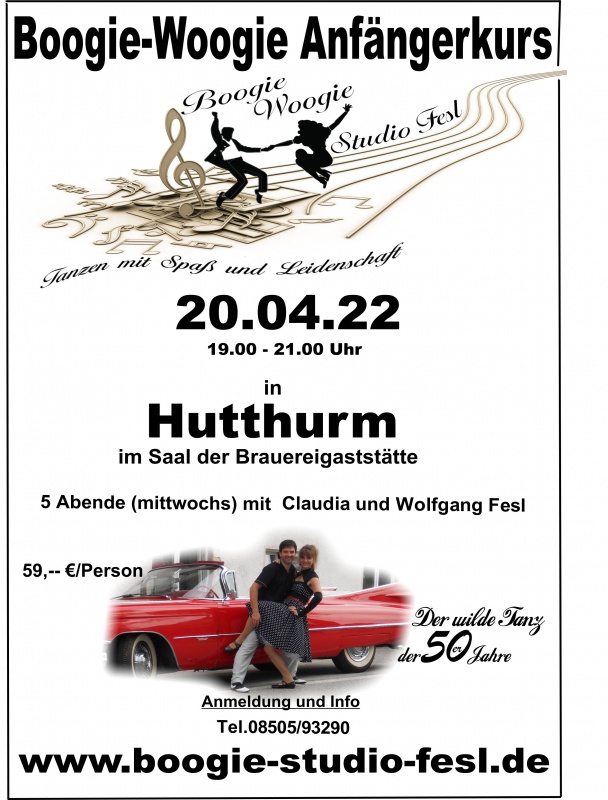 Flyer/Grafik zum Event: "Boogie-Woogie" Tanzkurs am Mi., 20.04.2022 - Mi., 25.05.2022