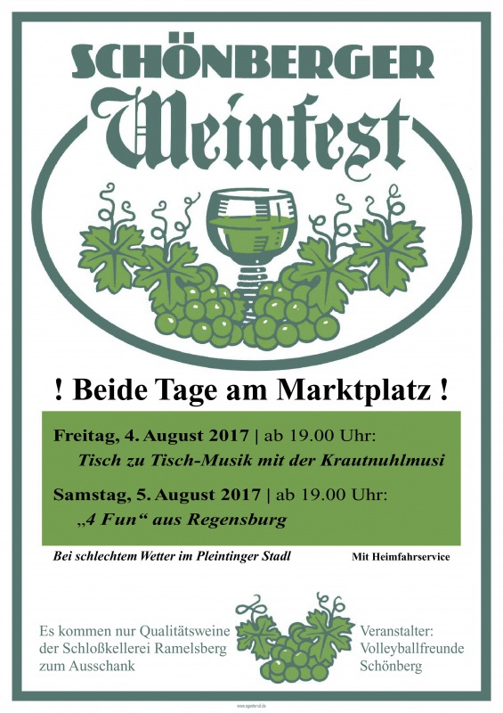 Flyer/Grafik zum Event: Weinfest Schönberg am Fr., 04.08.2017 - Sa., 05.08.2017 ab 19:00 Uhr
