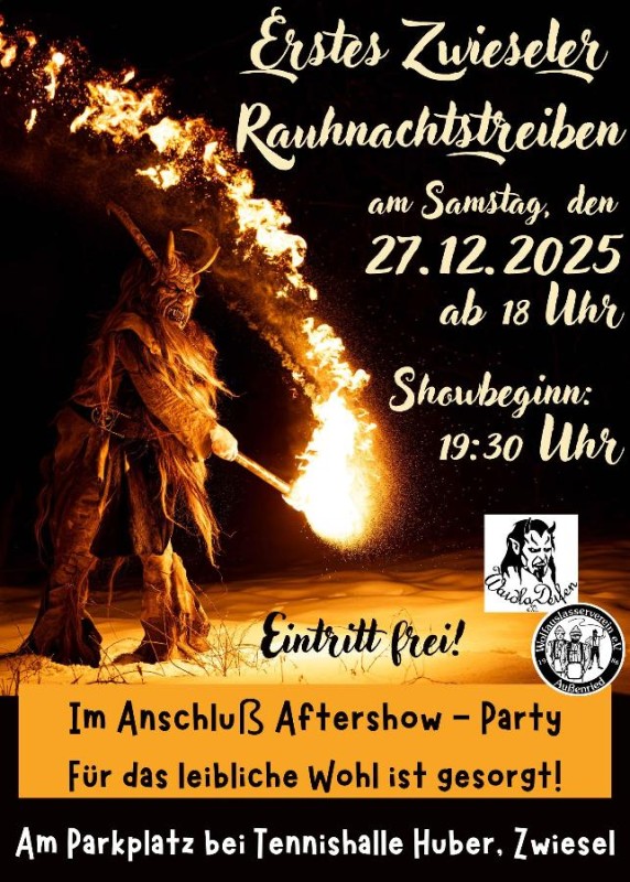 Flyer/Grafik zum Event: Zwieseler Rauhnachtstreiben am Sa., 27.12.2025 ab 18:00 Uhr