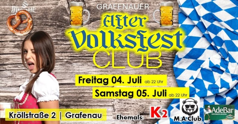 Flyer/Grafik zum Event: After Volksfest Party Grafenau 2025 am Fr., 04.07.2025 ab 22:00 Uhr