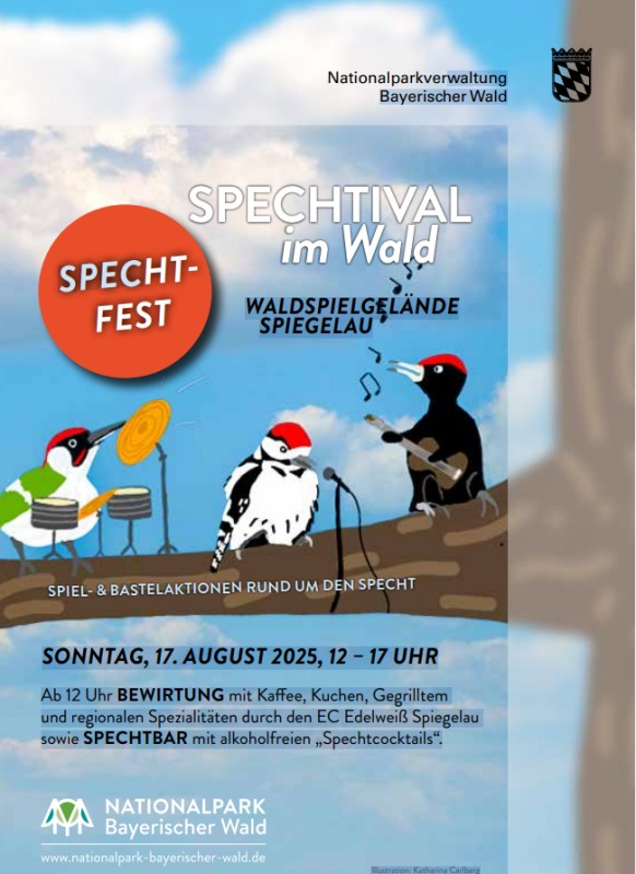 Flyer/Grafik zum Event: Spechtival im Wald 2025 am So., 17.08.2025 von 12:00 bis 17:00 Uhr