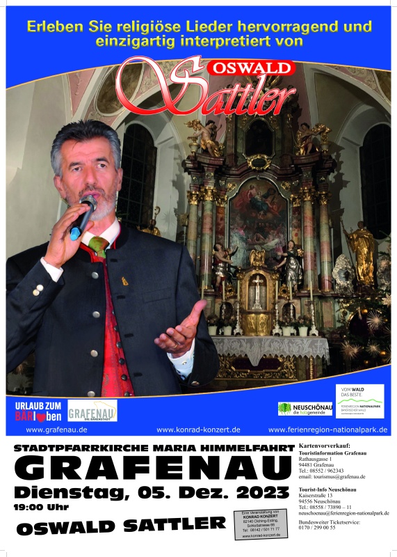 Flyer/Grafik zum Event: ADVENTSKONZERT mit OSWALD SATTLER am Di., 05.12.2023
