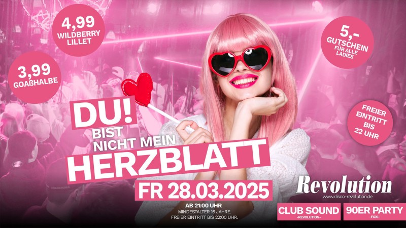 Flyer/Grafik zum Event: 💋 HERZBLATT deine Single-Night! 💋 am Fr., 28.03.2025 ab 21:00 Uhr
