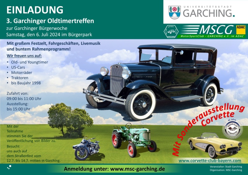 Flyer/Grafik zum Event: 3tes Garchinger Oldtimertreffen am Sa., 06.07.2024